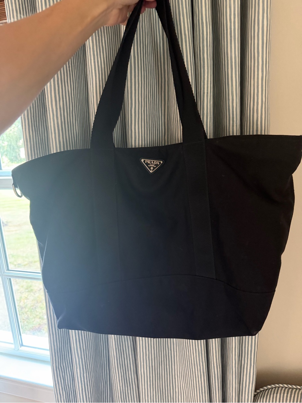 Prada Black Tote techno with Signature Triangle Logo